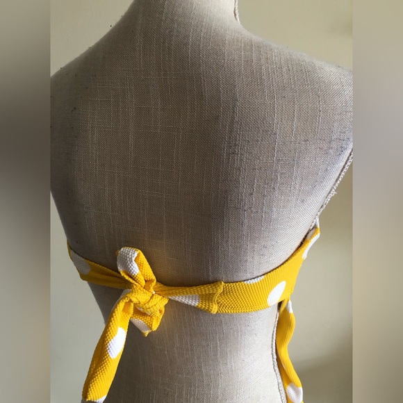 Elie & Bella One-piece yellow white polka dots back tie swimsuit size L - Picture 7 of 9